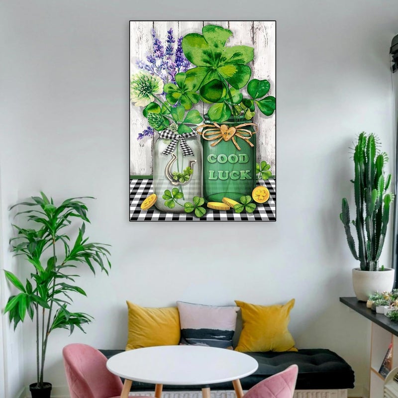 Eterkosu St.Patrick's Day Counted Cross Stitch Kits for Adults, Flowers Stamped Cross Stitch Kits for Beginners, Needlepoint Cross-Stitch Patterns Embroidery Kits Arts and Crafts for Home Decor - Image 3